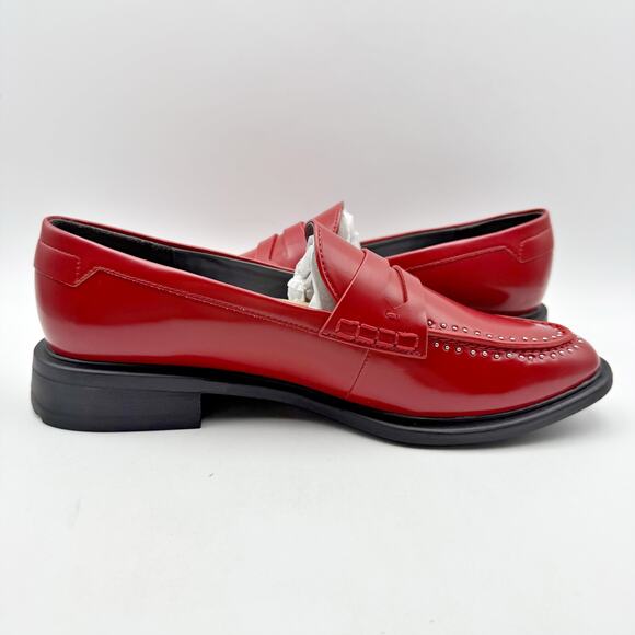 Franco Sarto Womens Eden Studded Loafers US 7 M EU 37 Red Slip On NWOB - Picture 4 of 12